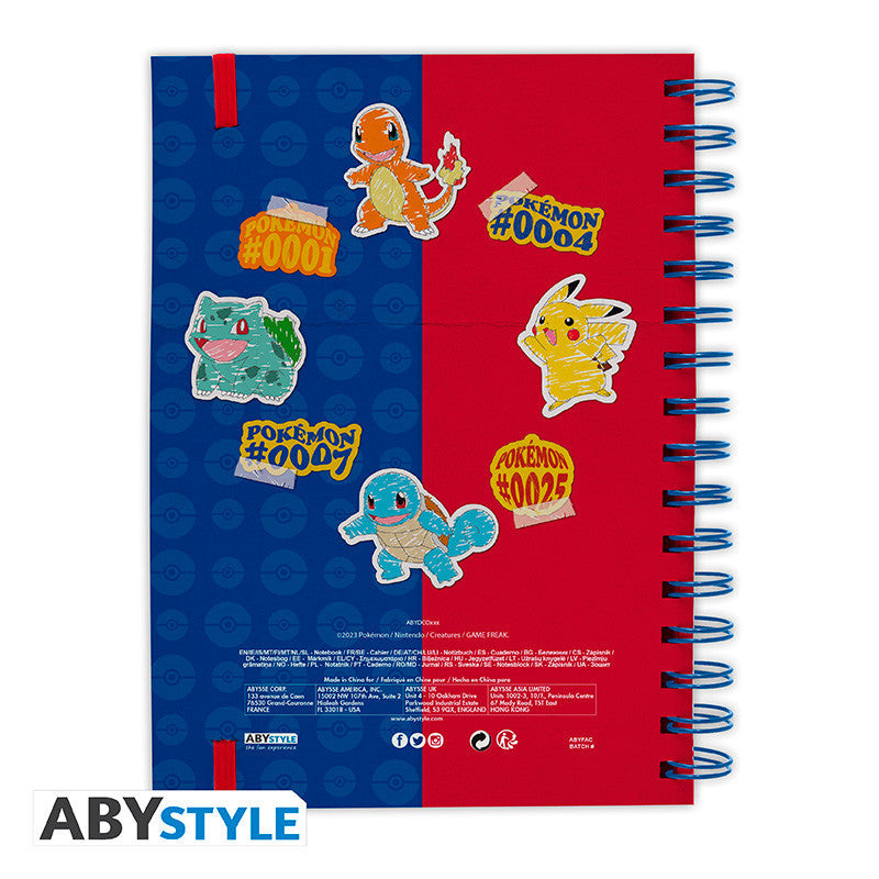 Pokemon Notebook A5 Spiral Pikachu, Bulbasaur, Squirtle, Charmander